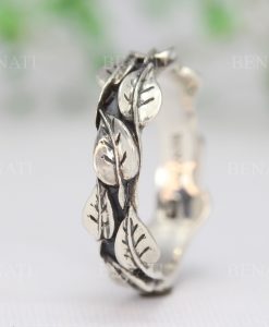 Silver Leaf Ring, Nature Inspired Sterling Silver Leaves Ring - Image 3