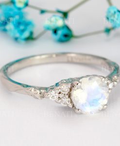 Vintage moonstone engagement ring white Gold