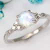 Vintage moonstone engagement ring white Gold, Antique wedding ring
