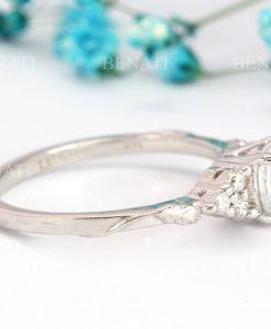 Vintage moonstone engagement ring white Gold, Antique wedding ring - Image 3