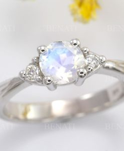 Vintage Rainbow Moonstone Engagement Ring