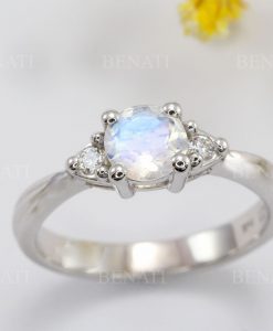 Vintage Rainbow Moonstone Engagement Ring