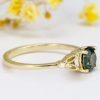 Green sapphire engagement ring, Vintage floral sapphire ring
