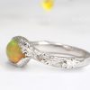 Natural Genuine Opal Leaf Engagement Ring, Fire Opal Leaves Ring