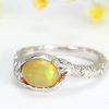 Opal Leaf Engagement Ring,