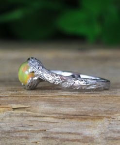 Natural Genuine Opal Leaf Engagement Ring, Fire Opal Leaves Ring - Image 15