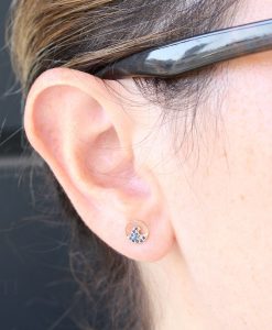 14k Gold Wave Sapphire Earrings, Surf Stud Earrings - Image 2
