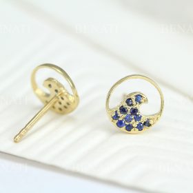 14k Gold Wave Sapphire Earrings