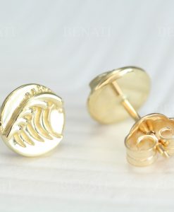 14k Gold Wave Earrings, Surfers Swell Earrings - Image 4