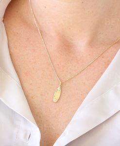 14k Surfboard Necklace, Gold Surf Pendant - Image 2