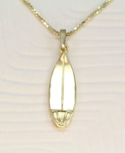 14k Surfboard Necklace, Gold Surf Pendant - Image 3