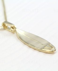 14k Surfboard Necklace, Gold Surf Pendant - Image 5
