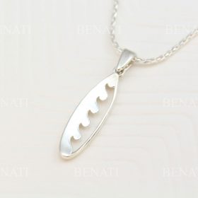 Silver Surfboard Necklace, Surfer Necklace