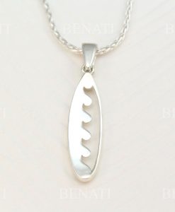 Silver Surfboard Necklace, Surfer Necklace - Image 3