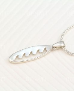 Silver Surfboard Necklace, Surfer Necklace - Image 4