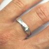 5mm Mobius Mens Wedding Ring In 14k White Gold, Hammered Wide Wedding Band
