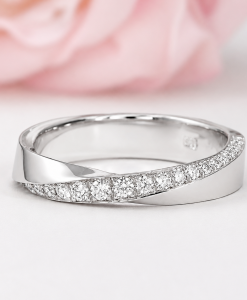 4mm Diamond Mobius Ring, Solid Gold Minimalist Diamond Wedding Ring - Image 11