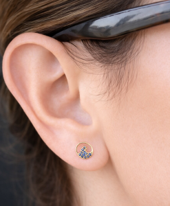 14k Gold Wave Sapphire Earrings, Surf Stud Earrings - Image 9