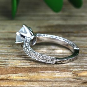 Moonstone Filigree and Milgrain Engagement Ring