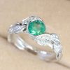 Twig Emerald Engagement Ring Bridal Wedding Ring Set, Bridal Set Leaf Twig Ring