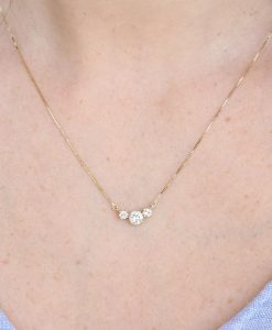 Three Stone Moissanite 0.70 CT Necklace, 3 Stone Pendant - Image 10