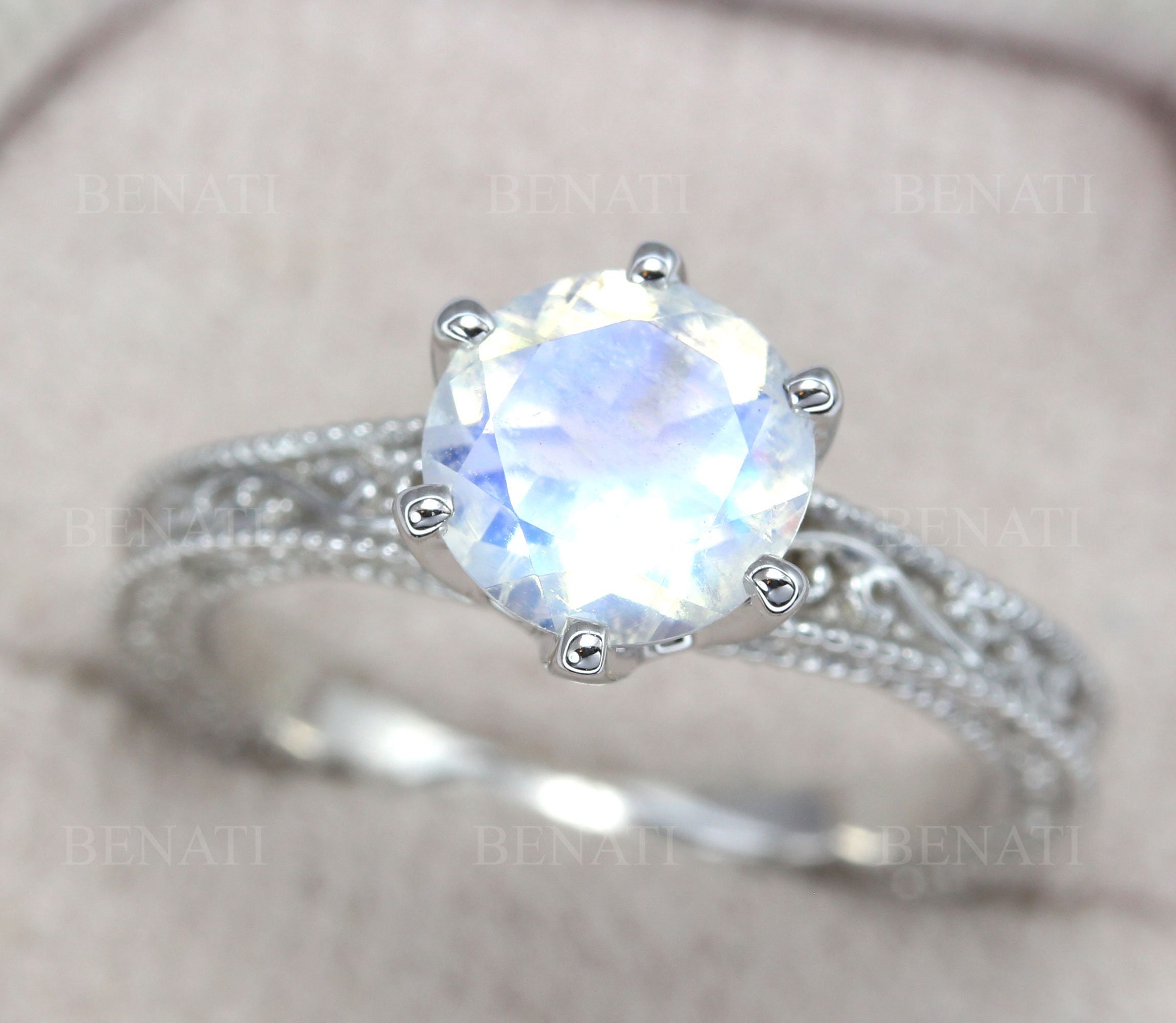Amazon.com: Genuine Rainbow Moonstone, London Blue Topaz 925 Solid Sterling  Silver Engagement Ring Size 5, 6, 7, 8, 9 : Handmade Products