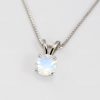 Rainbow Moonstone Necklace 14k Solid Gold, Moonstone Gemstone Necklace Clear Stone
