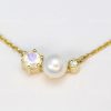 Solid Gold Three Stone Necklace, Classic Trio Diamond Necklace