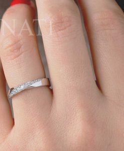 4mm Diamond Mobius Ring, Solid Gold Minimalist Diamond Wedding Ring - Image 3