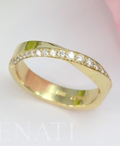 4mm Diamond Mobius Ring, Solid Gold Minimalist Diamond Wedding Ring - Image 4
