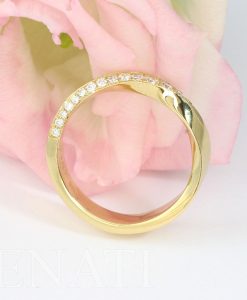 4mm Diamond Mobius Ring, Solid Gold Minimalist Diamond Wedding Ring - Image 5