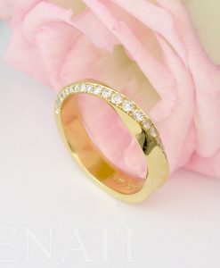 4mm Diamond Mobius Ring, Solid Gold Minimalist Diamond Wedding Ring - Image 6