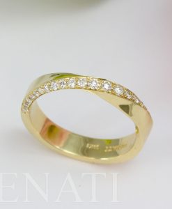 4mm Diamond Mobius Ring, Solid Gold Minimalist Diamond Wedding Ring - Image 7