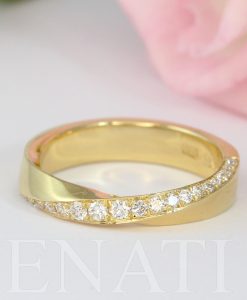 4mm Diamond Mobius Ring, Solid Gold Minimalist Diamond Wedding Ring - Image 8