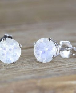 Gold Moonstone Stud Earrings, Gift for her - Image 7