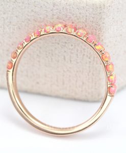 Opal Eternity Band, Rose Gold Opal Ring - Image 4