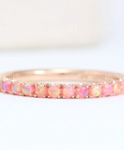 Opal Eternity Band, Rose Gold Opal Ring - Image 5
