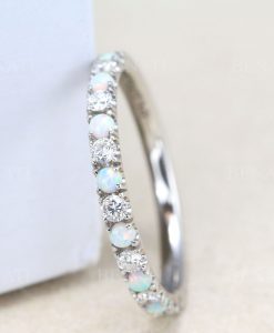 Diamond and opal eternity ring