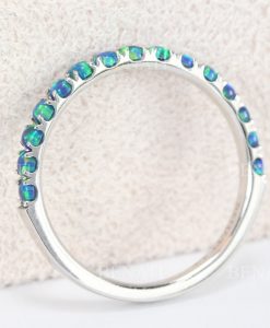 Opal Eternity Band, 14k Gold Green Opal Ring - Image 6