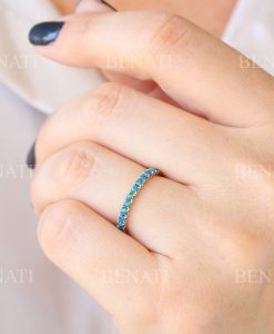 Opal Eternity Band, 14k Gold Green Opal Ring - Image 7