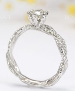 Diamond Rope Infinity Engagement Ring, Bark Love Knot Solitaire Ring - Image 4