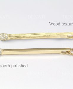 Gold Match Stick Pendant, 14k Match Diamond Pendant - Image 5