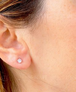Stud Solid Gold Moonstone Earrings, Gift for her - Image 5