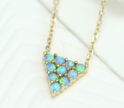 Delicate 14k solid gold opal neckless, Opal charm