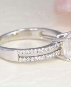 Princess Cut Moonstone Engagement Ring, Vintage Unique Ring - Image 4