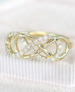 Double Infinity Diamond Engagement Ring, Unique Wedding Band - Image 2