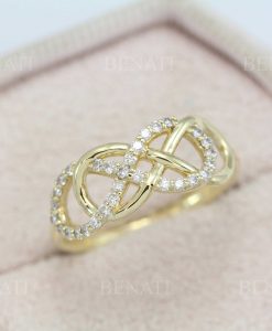 Double Infinity Diamond Engagement Ring, Unique Wedding Band - Image 3