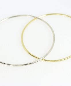Bangle Bracelet 14k 18k Solid Gold (Not Hollow) 2.00 mm, Round Stacking Bangle Bracelet - Image 3