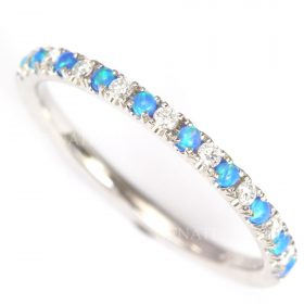 Blue Opal and Diamond Eternity Band, Opal Ring