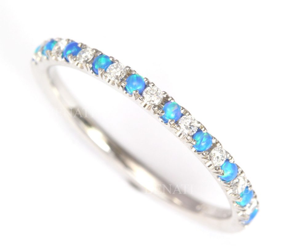 Opal and diamond eternity ring